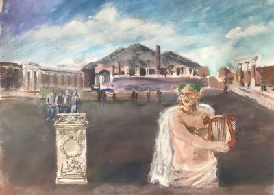 Autoritratto in veste di Apollo sullo sfondo di una veduta di Pompei antica e del Vesuvio