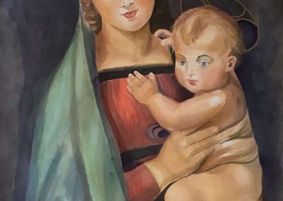 Copia ad acquarello della Madonna del Granduca di Raffaello