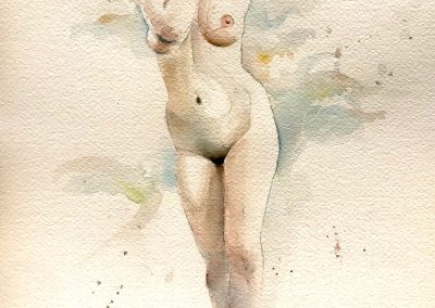 Nudo femminile di giovane donna in piedi