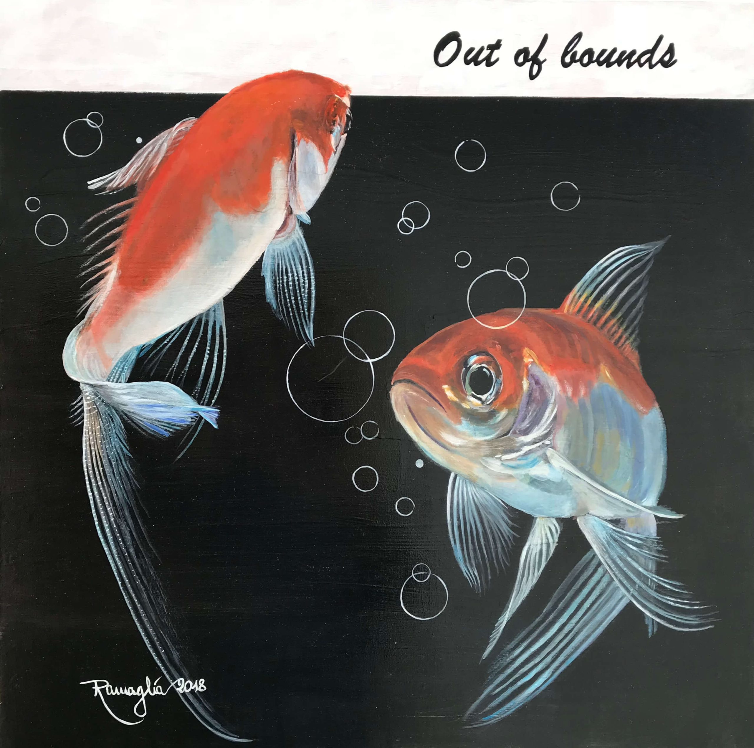 Out of bounds, acrilico, 80x80 cm, 2018. Collezione privata