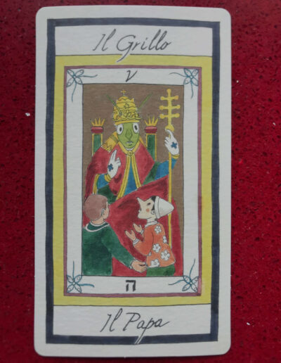 Il Grillo/Papa nei Tarocchi di Pinocchio disegnati da Salvatore Ramaglia